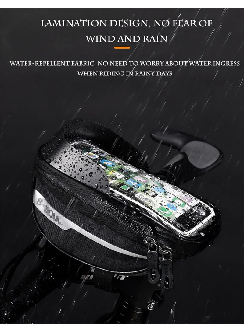 Waterproof 2-in-1 Bike Frame Bag with Integrated Phone Mount Holder, Top Tube and Stem Bicycle Bag for Mobile Phones 4.7-7 Inches, Quick Install and Remove Cycling Pouch with Rain Cover, Durable Shockproof and Scratch-Resistant Storage for Bike Accessories, Wallet, Keys, Charger, Compact Bike Bag for Road, Mountain, Commuting, Long Trips, Travel, Outdoor Adventures, Compatible with iPhone 17 Pro Max, 16, 15, 14 Pro, iPhone Air, Galaxy S25, Multi-Purpose Cycling Organizer, Sensitive Touch Design for Easy Phone Access While Riding, Professional Bicycle Gear for Cyclists and Outdoor Enthusiasts. - Image 3